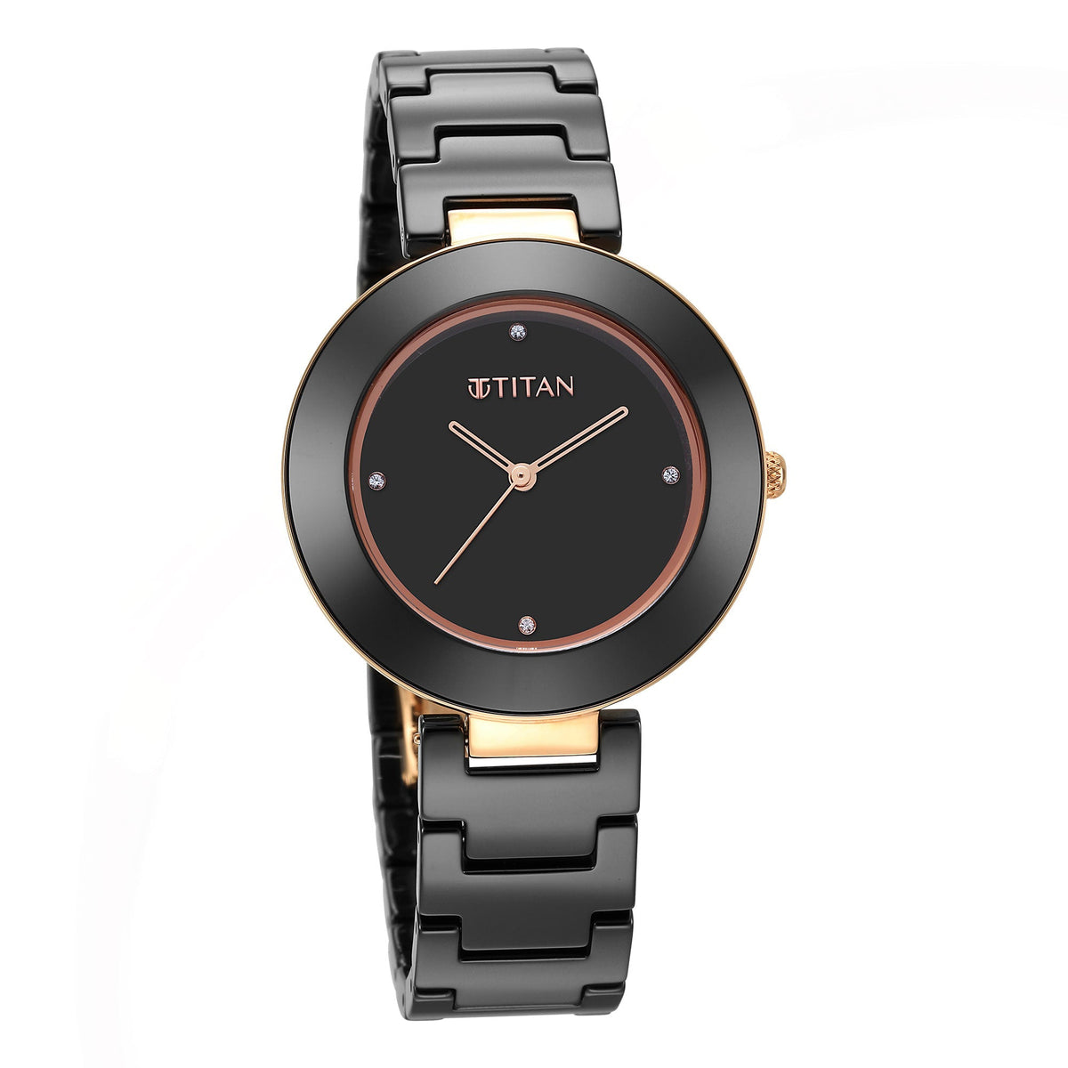 Titan Purple Ceramics Black Dial Analog Ceramic Strap watch for Women