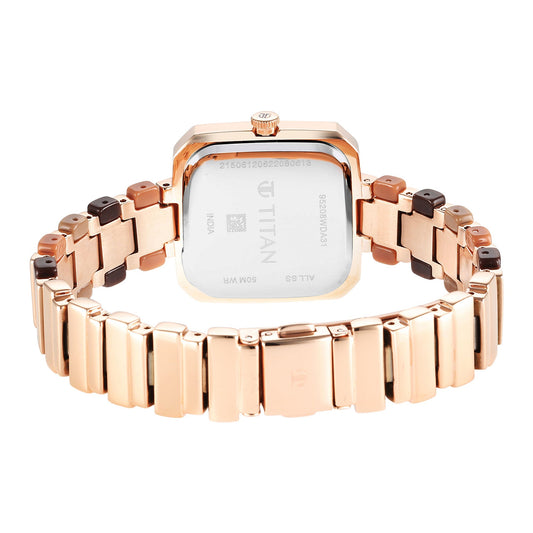 Titan Glitz Rose Gold Dial Analog Metal Strap watch for Women