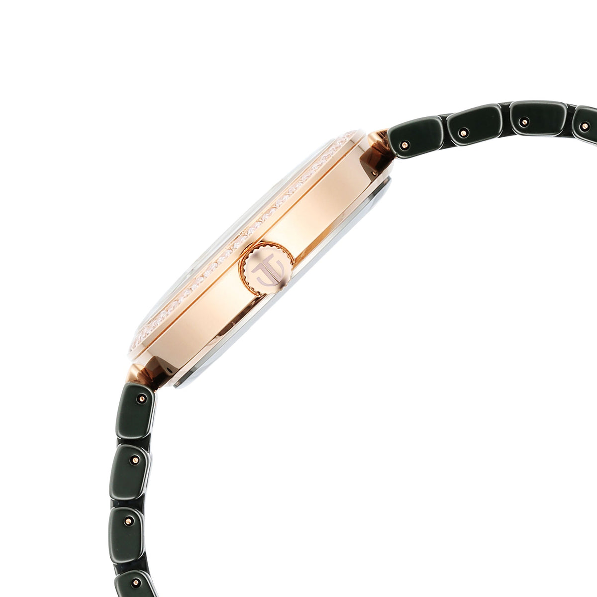 Titan Purple Ceramics Quartz Alog Mother of Pearl Dial Green Ceramic Strap Watch For Women (95215KC04)