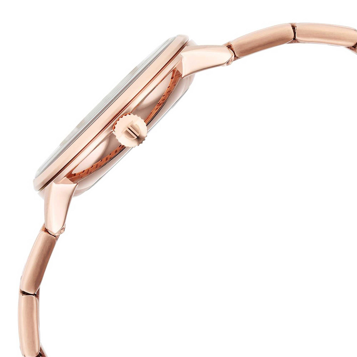 Titan TGIF Quartz Analog Brown Dial Rose Gold Stainless Steel Strap Watch for Women