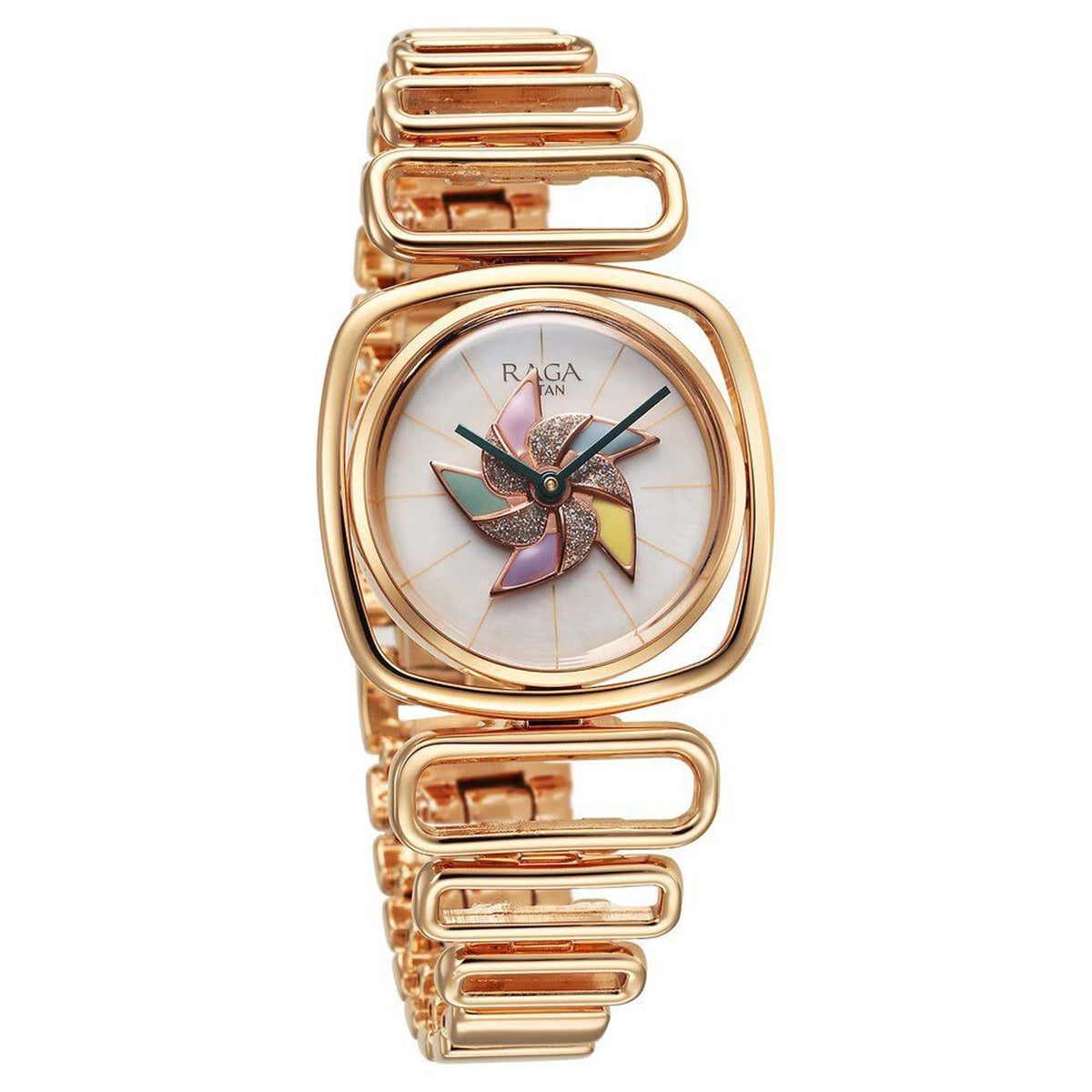 Titan Raga Memoirs Mother of Pearl Dial Rose Gold Metal Strap Analog Watch for Women
