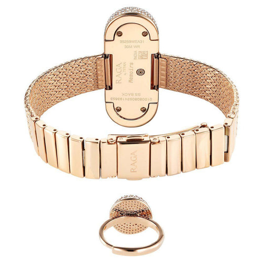Titan Raga Memoirs Analog Mother Of Pearl Dial With Rose Gold Metal Strap Watch For Women