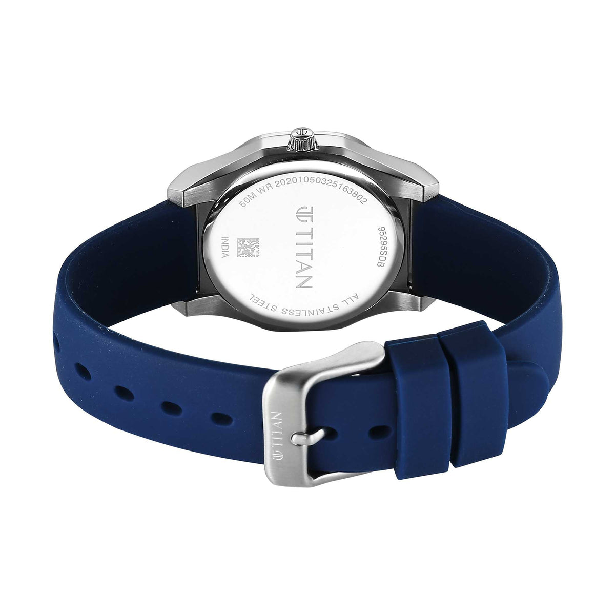Titan White Dial Blue Silicone Strap Analog with Date Watch for Women