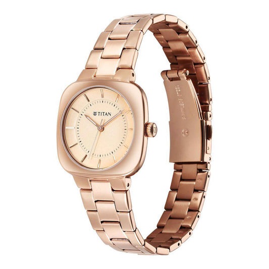 Titan Rose Gold Dial Stainless Steel Strap Analog Watch For Women
