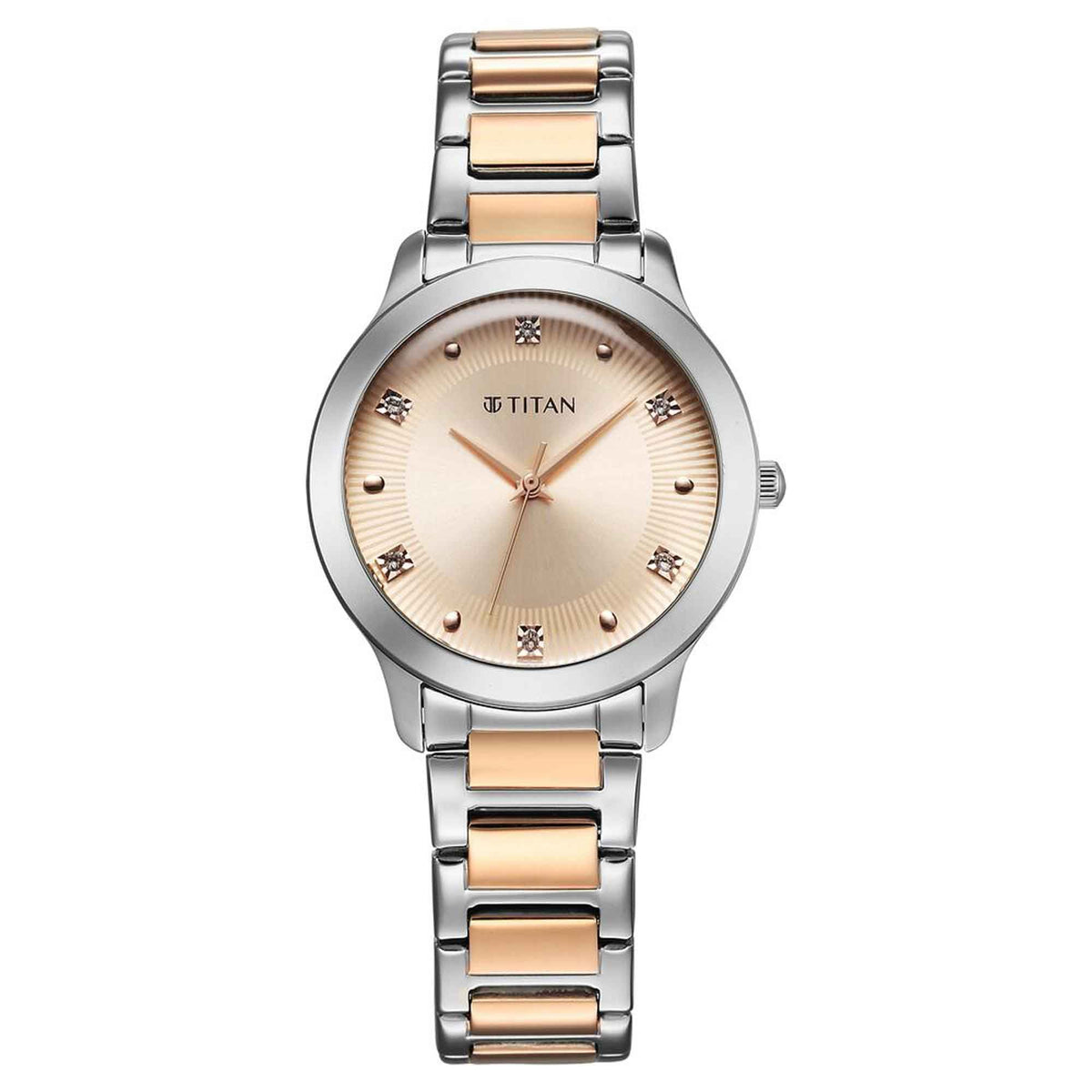 Titan Horizon Quartz Analog Rose Gold Dial Stainless Steel Strap Watch For Women