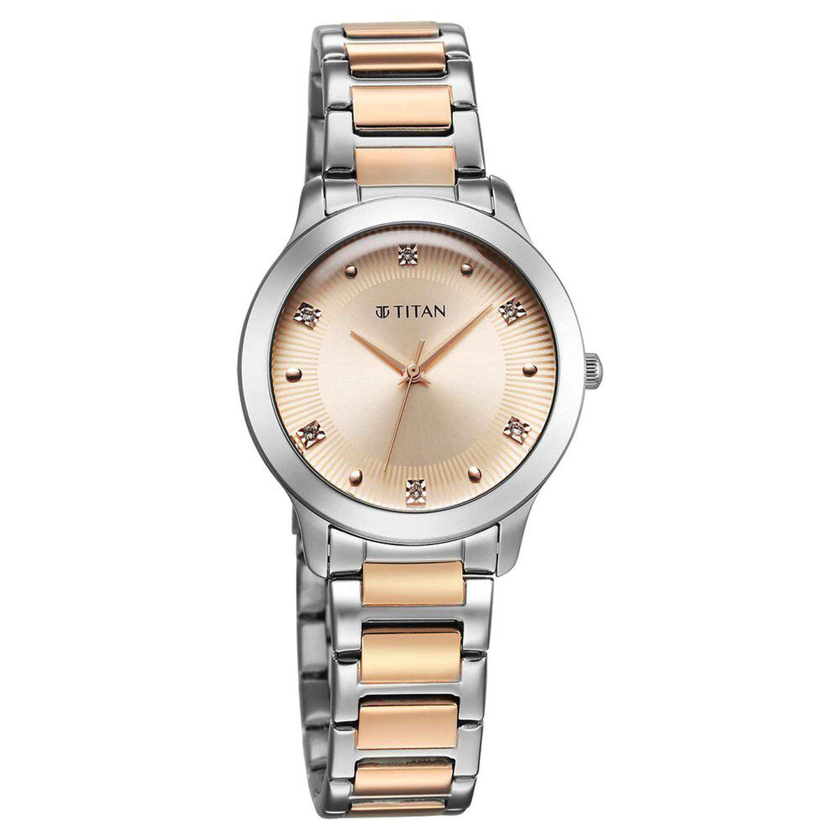 Titan Horizon Quartz Analog Rose Gold Dial Stainless Steel Strap Watch For Women