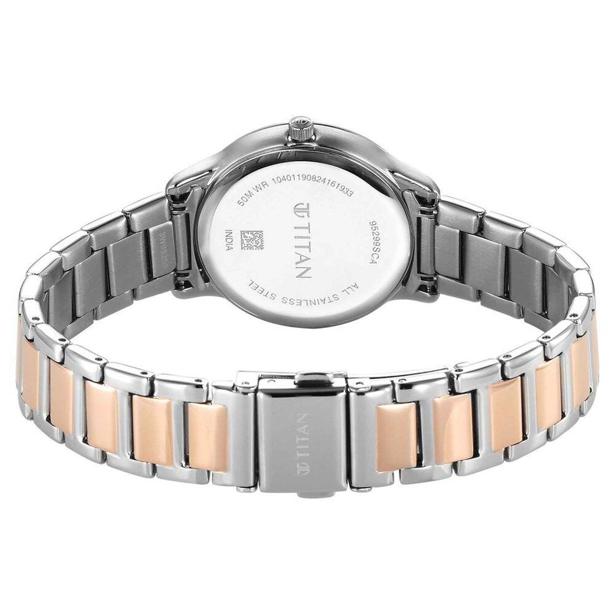 Titan Horizon Quartz Analog Rose Gold Dial Stainless Steel Strap Watch For Women