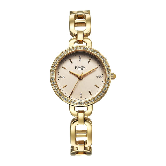 Titan Raga Showstopper 2.0 Quartz Analog Gold Dial  Gold Color Stainless Steel Strap Watch For Women