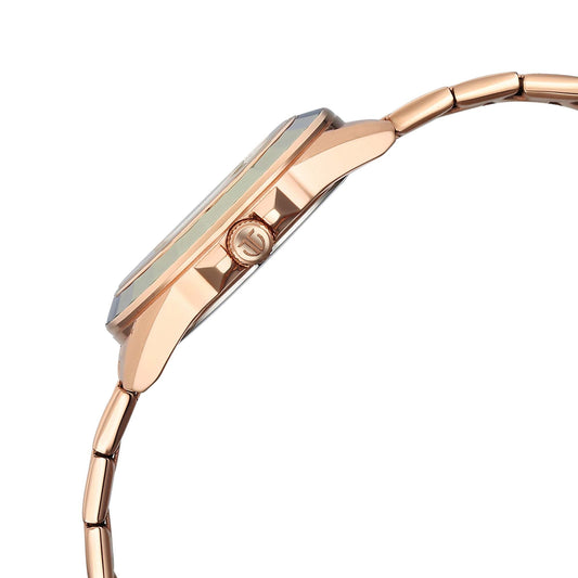 Titan Glamour Quartz Multifunction Green Dial Rose Gold Stainless Steel Strap Watch For Women