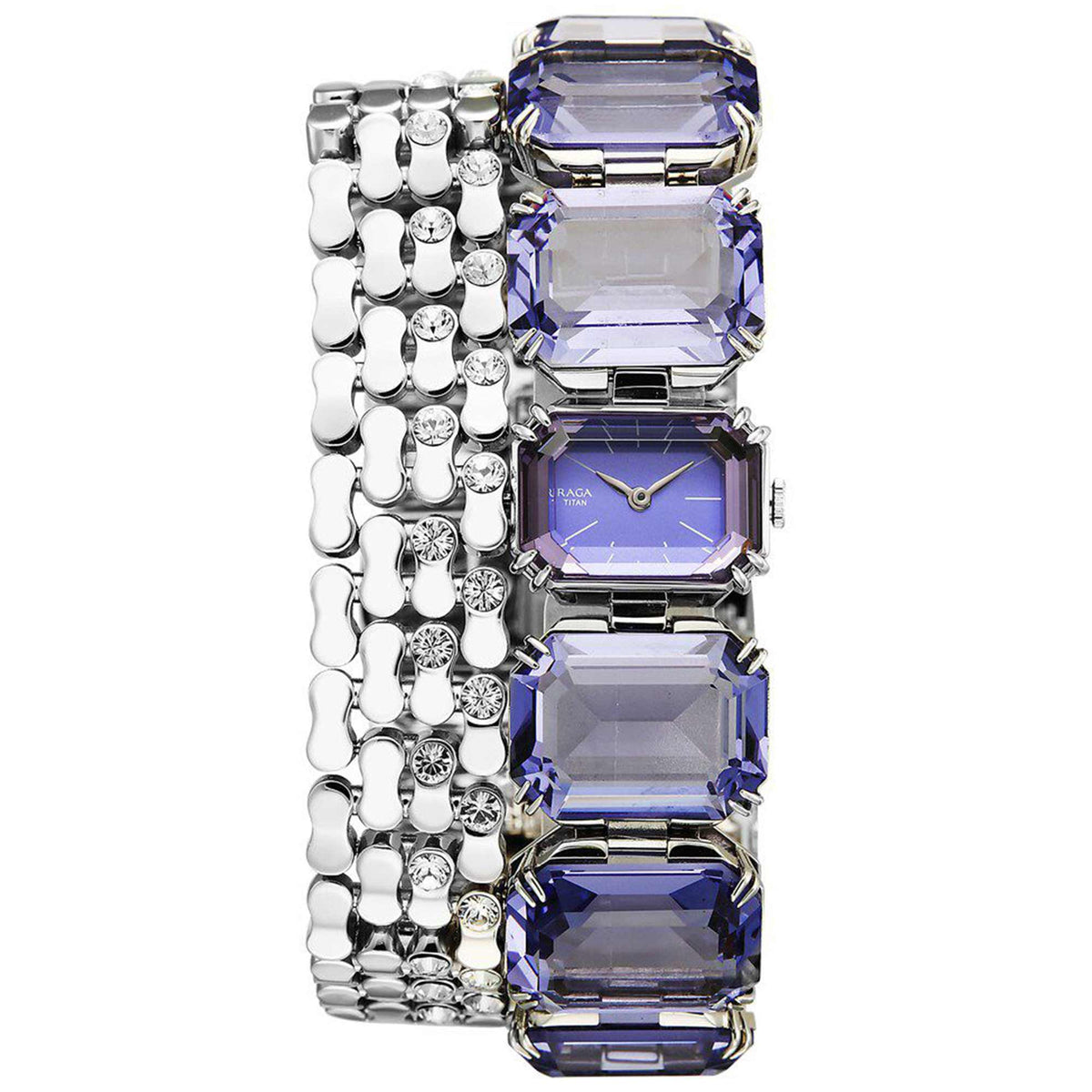 Titan Raga Cocktails Quartz Analog Blue Dial Stainless Steel Strap Watch For Women