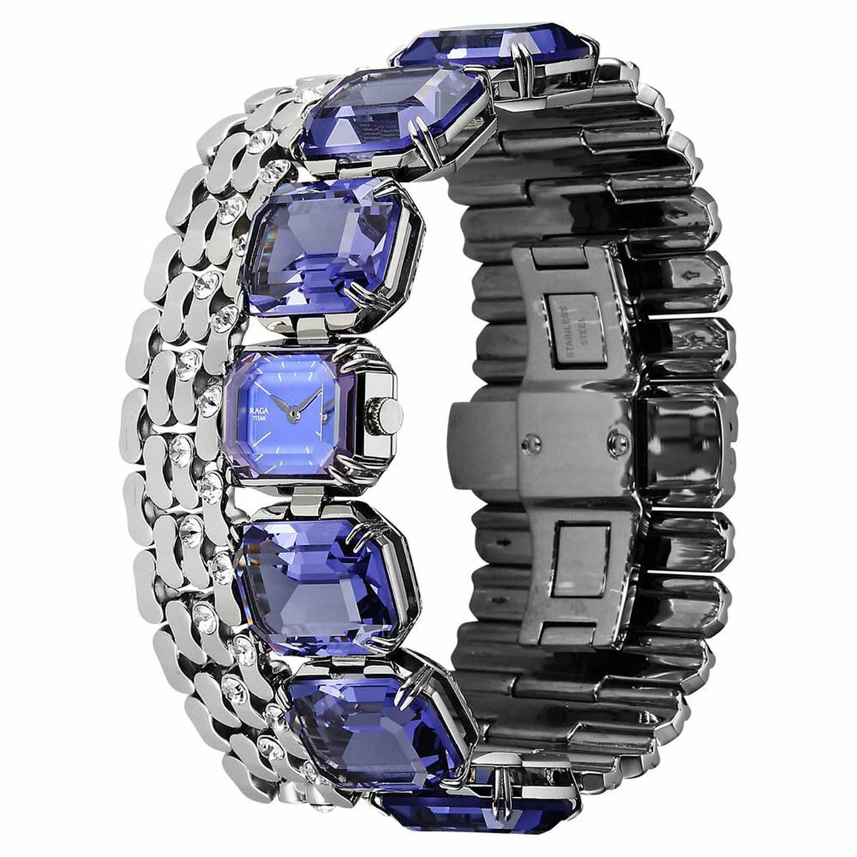 Titan Raga Cocktails Quartz Analog Blue Dial Stainless Steel Strap Watch For Women