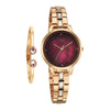 Titan Raga Glimmers Maroon Mother of Pearl Dial Rose Gold Metal Strap Analog Watch for Women
