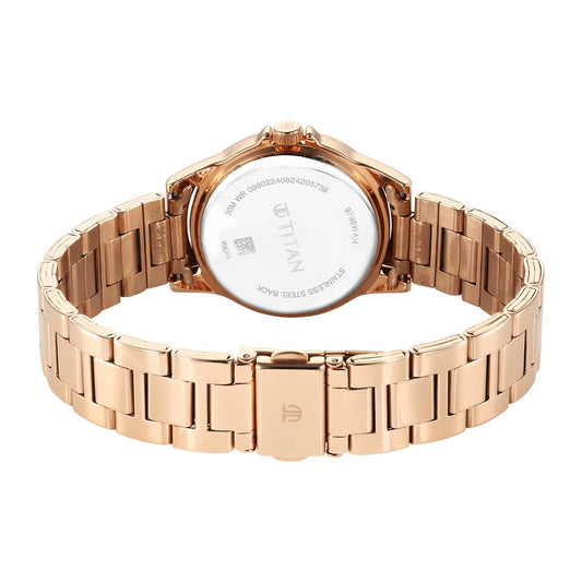 Titan Mother of Pearl Dial Rose Gold Metal Strap Analog Watch for Women
