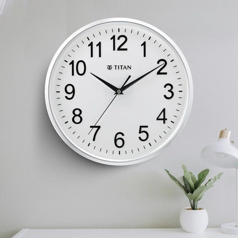 Titan 30cm White faced Silent Wall Clock for Modern Homes