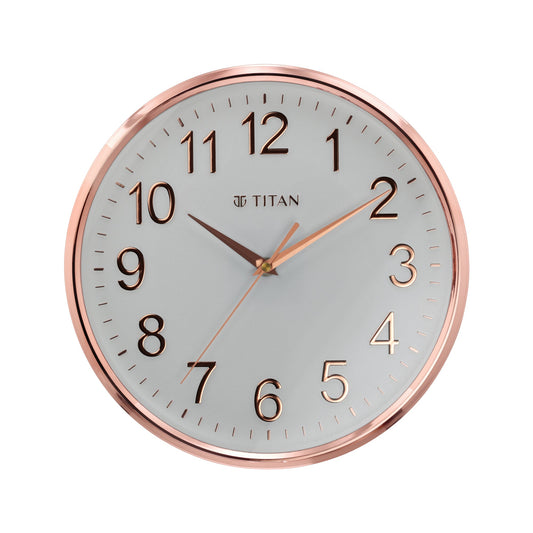 Titan Classic White Metallic Finish Wall Clock with Silent Sweep Technology - 30 cm x 30 cm (Medium)