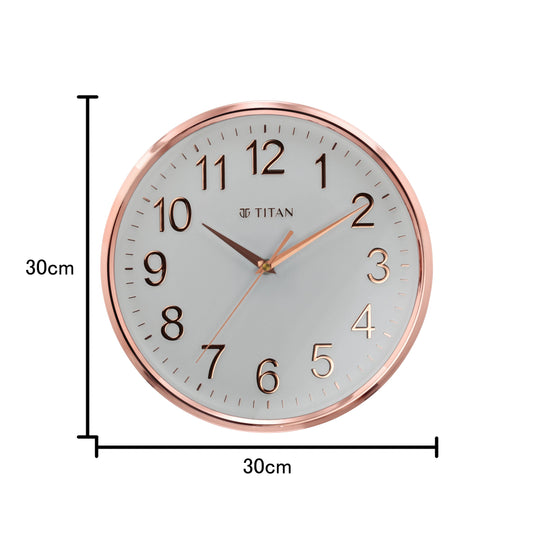 Titan Classic White Metallic Finish Wall Clock with Silent Sweep Technology - 30 cm x 30 cm (Medium)