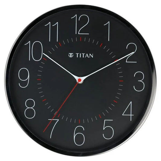 Titan Metallic Black Wall Clock with Slim Hands - 30 cm x 30 cm (Medium)
