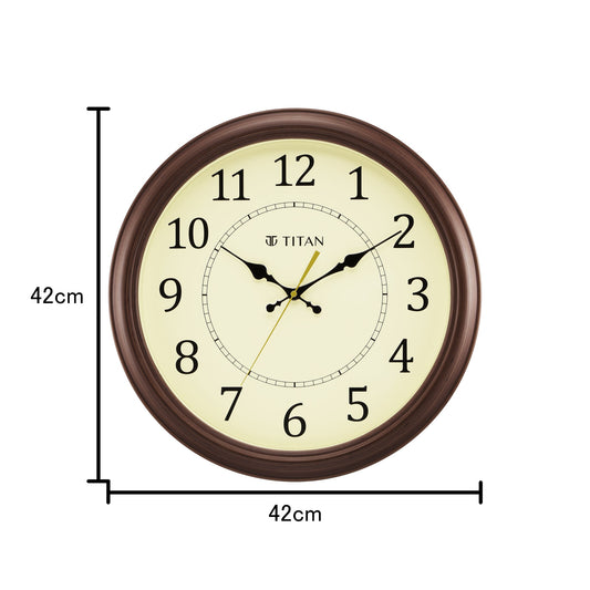Titan Classic 42 cm Off-White Wall Clock: Silent Serenity