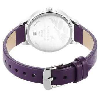 Fastrack Stunners Quartz Analog Purple Dial Leather Strap Watch for Girls 6267SL01