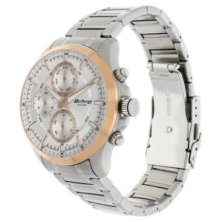 Titan Octane White Dial Quartz Multifunction Stainless Steel Strap watch for Men