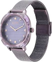 Glitz Purple Dial Stainless Steel Strap Watch for Women