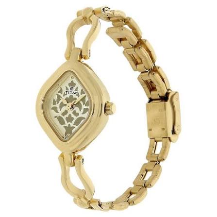 Titan Quartz Analog Champagne Dial Stainless Steel Strap Watch for Women 2536YM03