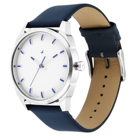 After Dark White Dial Leather Strap Watch for Guys 3273SL01