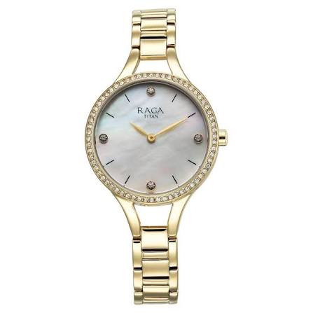 Titan Raga Showstopper Quartz Alog Mother Of Pearl Dial Metal Strap Watch for Women