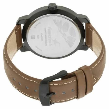 Fastrack Bare Basics Quartz Analog with Date Grey Dial Leather Strap Watch for Guys 3246NL01