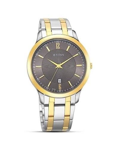 Titan Analog with Date Brown Dial Metal Strap watch for Men 1825BM01