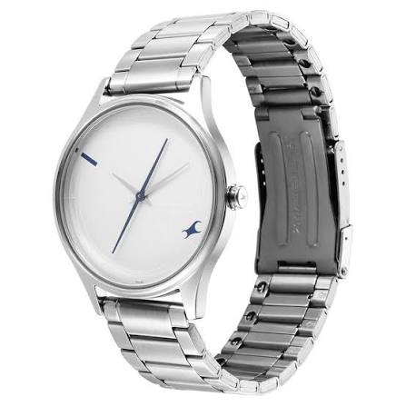 Fastrack Stunners Quartz Analog Silver Dial Metal Strap Watch for Guys 3290SM01