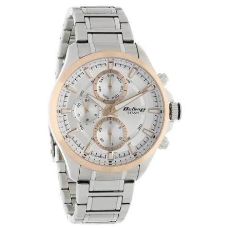Titan Octane White Dial Quartz Multifunction Stainless Steel Strap watch for Men
