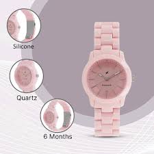 Fastrack Trendies Quartz Analog Pink Dial Plastic Strap Watch for Girls