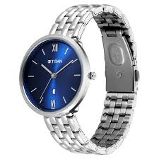 Titan Neo Quartz Analog Blue Dial Silver Metal Strap Watch For Women