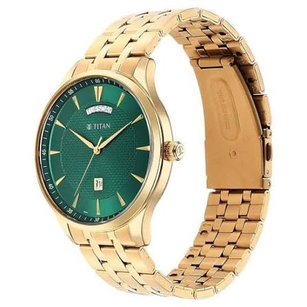 Titan Opulent III Green Dial Analog Stainless Steel Strap watch for Men 90127YM03