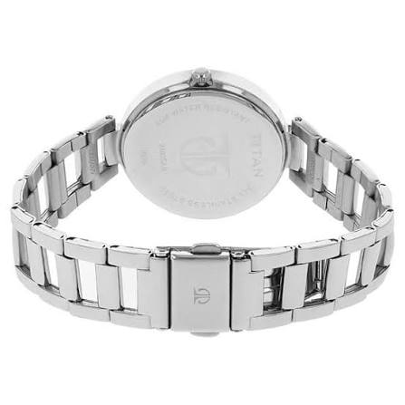 Titan Quartz Analog Black Dial Stainless Steel Strap Watch for Women 2480SM02