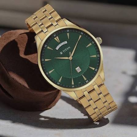 Titan Opulent III Green Dial Analog Stainless Steel Strap watch for Men 90127YM03