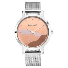 Fastrack Bare Basics Quartz Analog Rose Gold Dial Stainless Steel Strap Watch for Girls