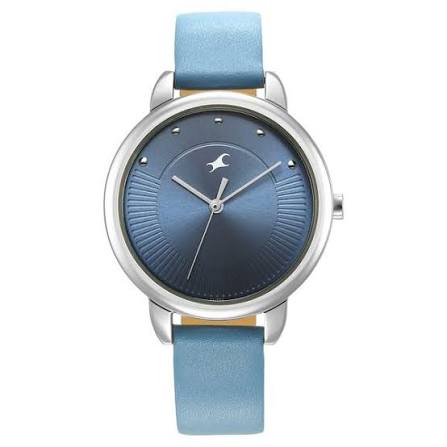 Fastrack Stunners Quartz Analog Blue Dial Leather Strap Watch for Girls 6282SL01