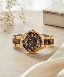 Titan Purple Ceramics Brown Dial Analog Stainless Steel Strap Watch for Women