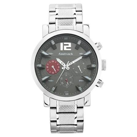 Fastrack Fastfit Quartz Multifunction Grey Dial Stainless Steel Strap Watch for Guys 3227SM01