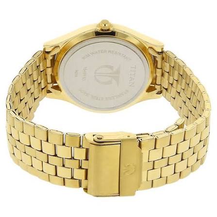 Titan Quartz Analog Champagne Dial Stainless Steel Strap Watch for Men 1648YM02