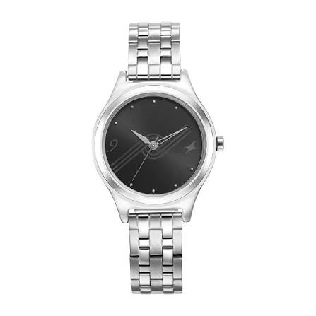 Fastrack Stunners Black Dial Metal Strap Watch for Girls 6152SM06