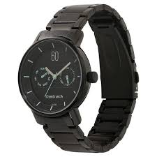 Fastrack Go Skate Quartz Analog with Day and Date Black Dial Stainless Steel Strap Watch for Girls