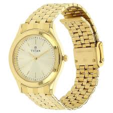 Titan Quartz Analog Champagne Dial Stainless Steel Strap Watch for Men 1648YM02