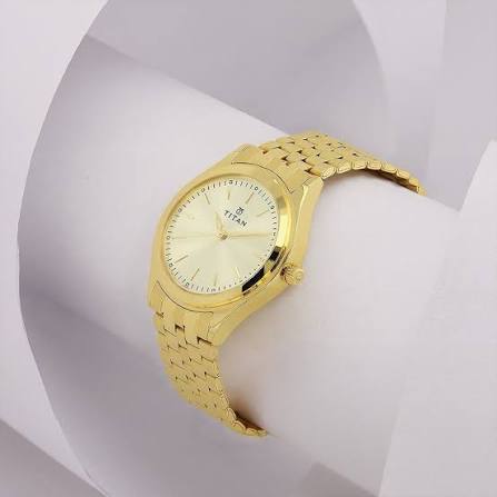 Titan Quartz Analog Champagne Dial Stainless Steel Strap Watch for Men 1648YM02