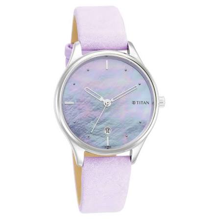 Titan Pastel Dreams Analog Waterproof Mother Of Pearl Dial Pale Purple Leather Strap Watch For Women 2670SL02