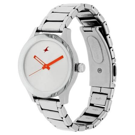 Fastrack Quartz Analog Silver Dial Stainless Steel Strap Watch for Girls