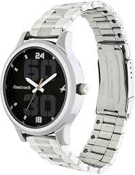 Fastrack Bold Quartz Analog Black Dial Stainless Steel Strap Watch for Guys 38051SM07
