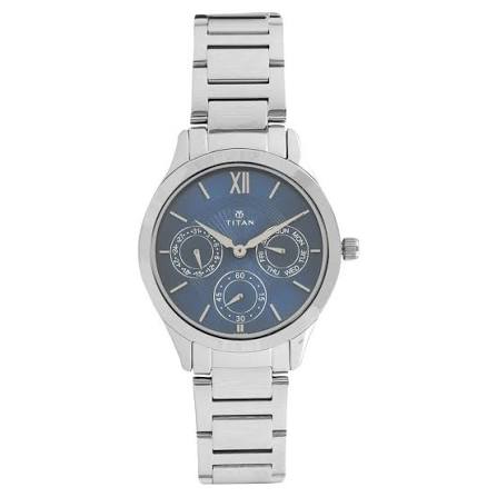 Titan Workwear Blue Dial Women Watch With Stainless Steel Strap 2570SM01